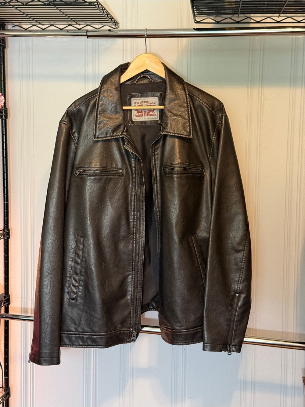 Levi's Black Leather Bomber Jacket
